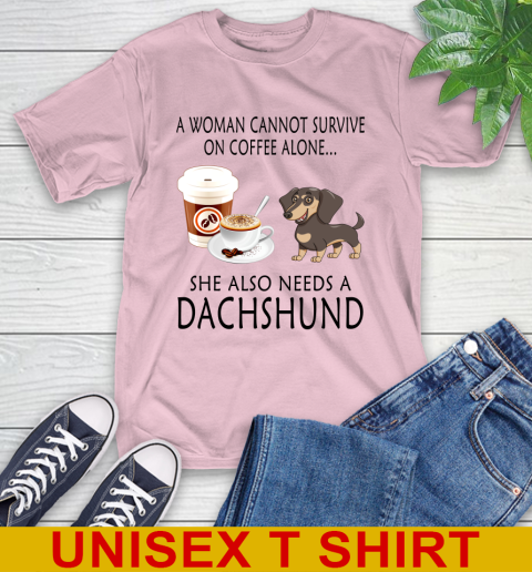 Women cannot survive on coffee alone she also need a DACHSHUND tshirt 9