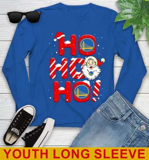 Golden State Warriors NBA Basketball Ho Ho Ho Santa Claus Merry Christmas Shirt Youth Long Sleeve 10