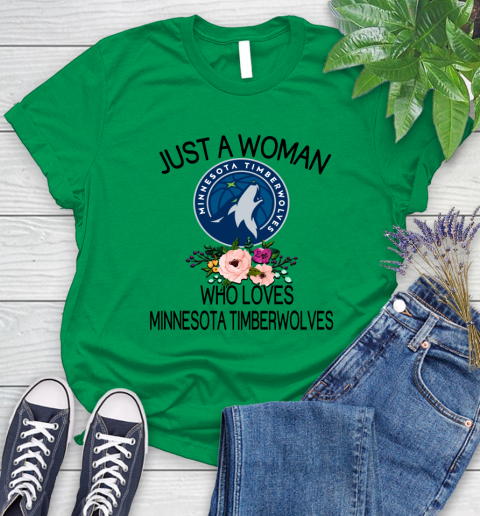 NBA Just A Woman Who Loves Minnesota Timberwolves Basketball Sports Women's T-Shirt 4
