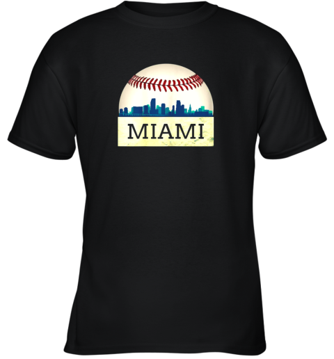 Miami Baseball Shirt Cool Marlin Skyline on Giant Ball Youth T-Shirt