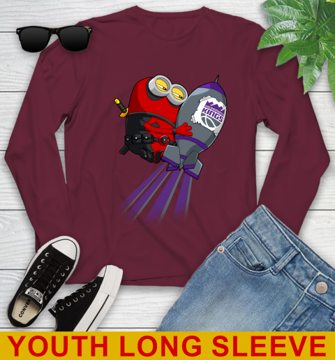 NBA Basketball Sacramento Kings Deadpool Minion Marvel Shirt Youth Long Sleeve 6