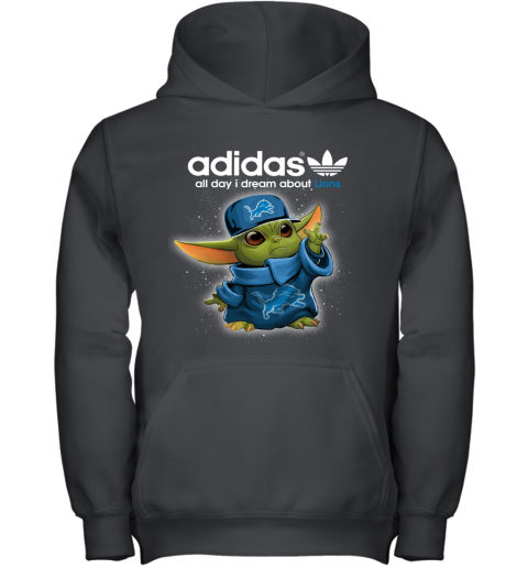 Baby Yoda Adidas All Day I Dream About Detroit Lions Youth Hoodie