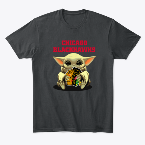 xkjg baby yoda hugs the chicago blackhawks classic t shirt 2 front black