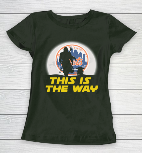 New York Mets MLB Baseball Star Wars Yoda And Mandalorian This Is The Way Women's T-Shirt 4