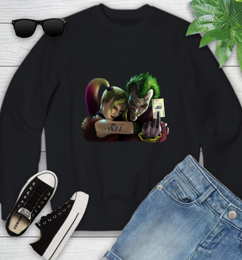 Utah Jazz NBA Basketball Joker Harley Quinn Suicide Squad Youth Sweatshirt 2