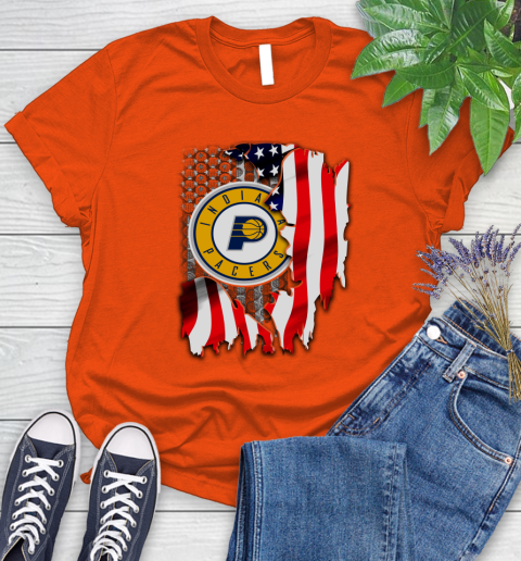 Indiana Pacers NBA Basketball American Flag Women's T-Shirt 4 Indiana Pacers NBA Basketball American Flag Women's T-Shirt - Image 4