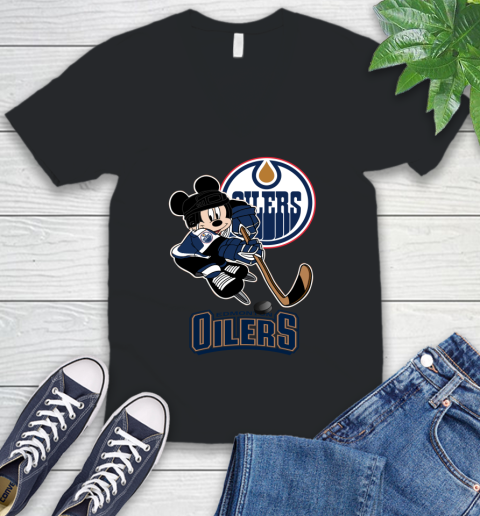 NHL Edmonton Oilers Mickey Mouse Disney Hockey T Shirt V-Neck T-Shirt 2