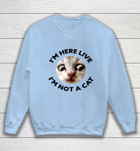I m Here Live I m Not a Cat Zoom Cat Meme Humor Gifts Sweatshirt 4