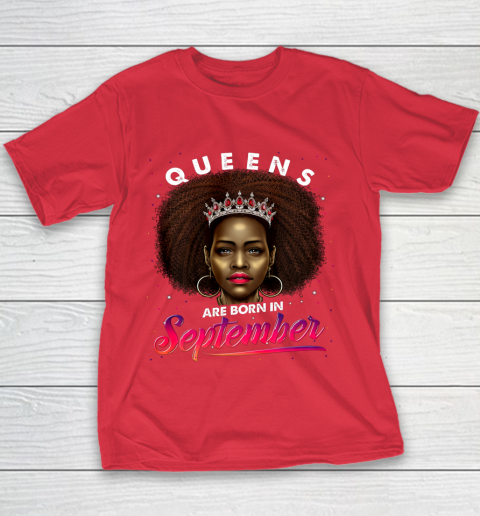 Queens Born September Shirt Black Girl Virgo Libra Birthday Youth T-Shirt 7