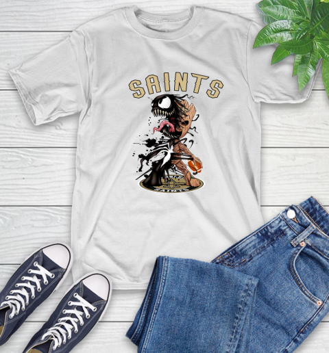 NFL New Orleans Saints Football Venom Groot Guardians Of The Galaxy T-Shirt