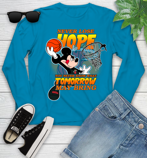 Miami Heat NBA Basketball Mickey Disney Never Lose Hope Youth Long Sleeve 8