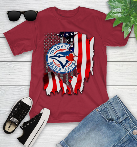 Toronto Blue Jays MLB Baseball American Flag Youth T-Shirt 14