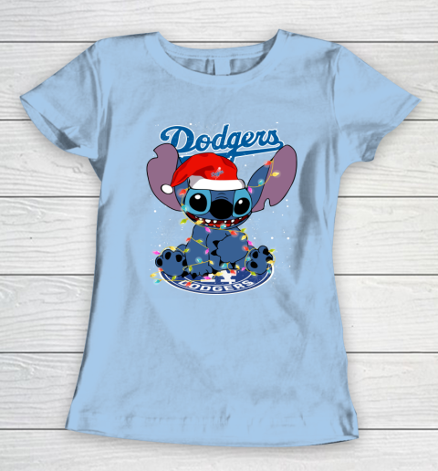 Los Angeles Dodgers MLB noel stitch Baseball Christmas Women's T-Shirt 4