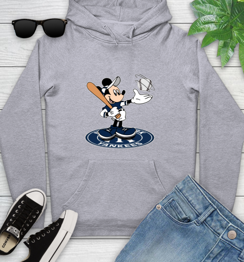 MLB Baseball New York Yankees Cheerful Mickey Disney Shirt Youth Hoodie 6