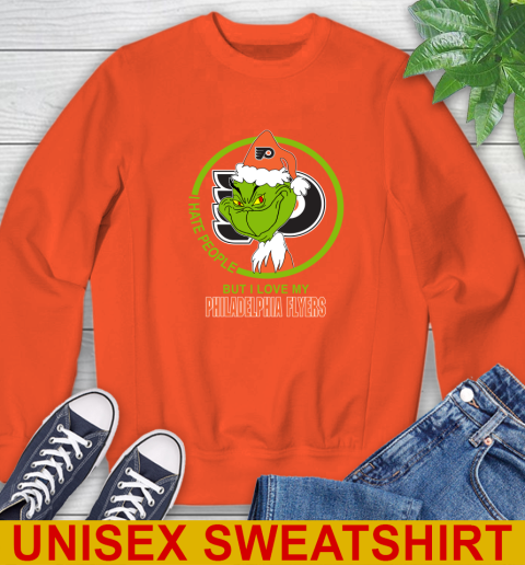 Philadelphia Flyers NHL Christmas Grinch I Hate People But I Love My Favorite Hockey Team Sweatshirt 4
