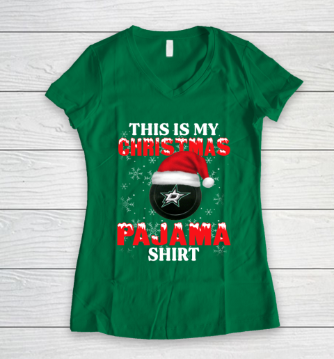 Dallas Stars This Is My Christmas Pajama Shirt NHL Women's V-Neck T-Shirt 3