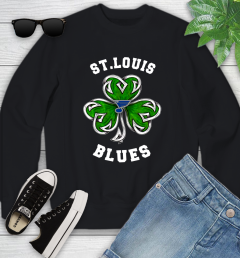 NHL St.Louis Blues Three Leaf Clover St Patrick's Day Hockey Sports Youth Sweatshirt