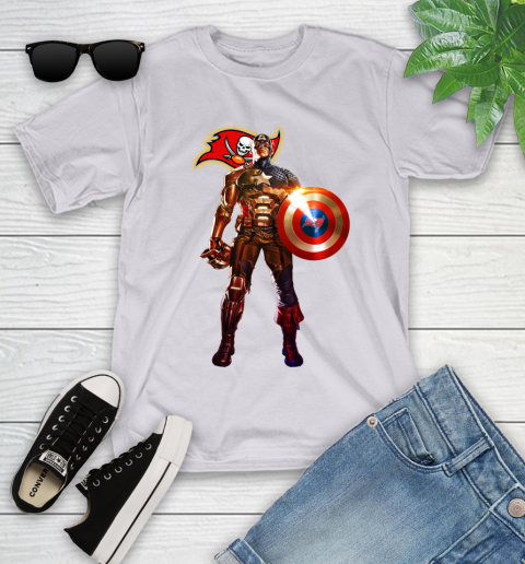 NFL Captain America Marvel Avengers Endgame Football Sports Tampa Bay Buccaneers Youth T-Shirt 4