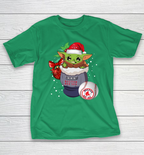 Boston Red Sox Christmas Baby Yoda Star Wars Funny Happy MLB T-Shirt