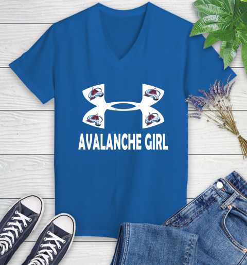 NHL Colorado Avalanche Girl Under Armour Hockey Sports Women's V-Neck T-Shirt 10