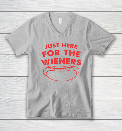 Just Here For The Wieners Funny 4th Of July V-Neck T-Shirt 2