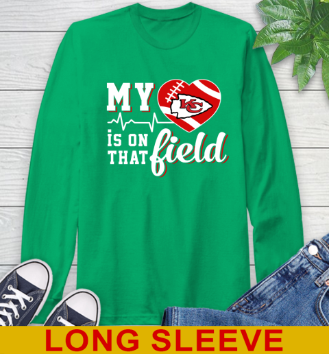 NFL My Heart Is On That Field Football Sports Kansas City Chiefs Long Sleeve T-Shirt 8
