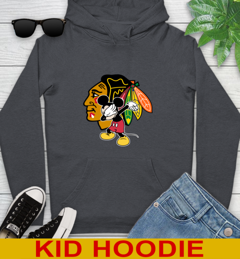 Chicago Blackhawks NHL Hockey Dabbing Mickey Disney Sports Youth Hoodie 9