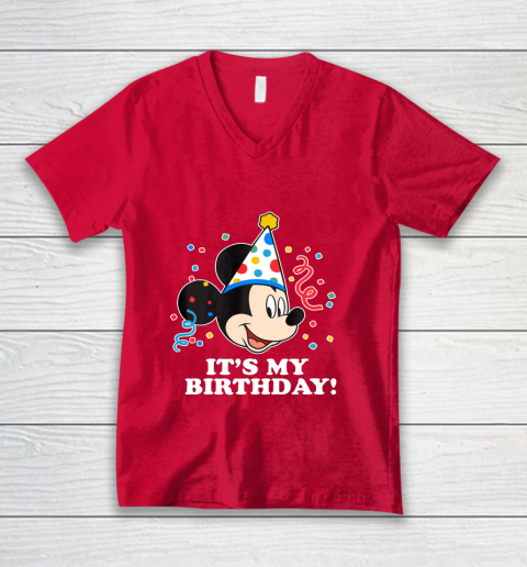 Disney Mickey Mouse Its My Birthday V-Neck T-Shirt 6
