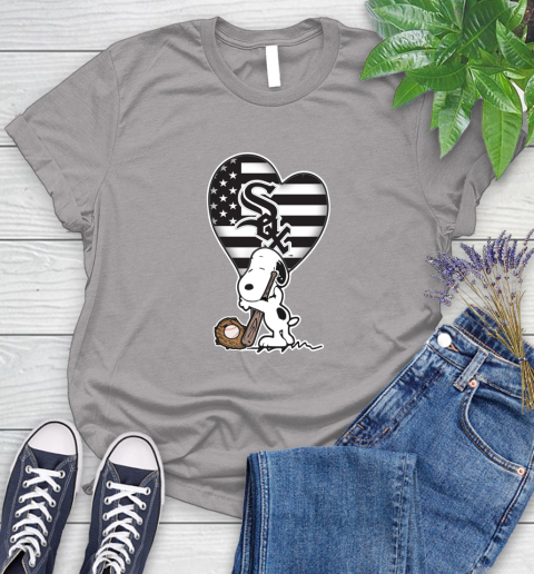 Chicago White Sox MLB Baseball The Peanuts Movie Adorable Snoopy Women's T-Shirt 5