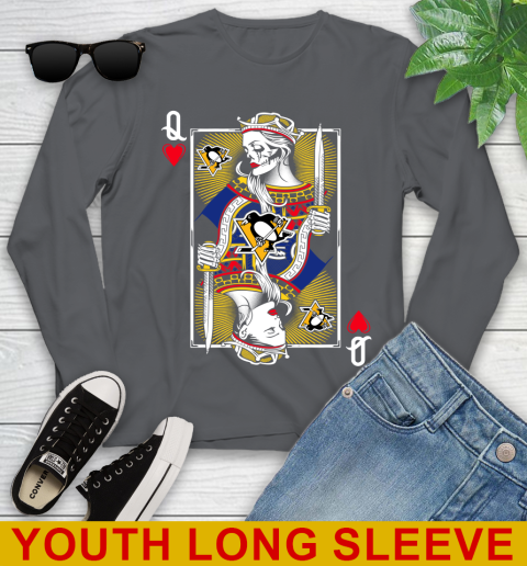 NHL Hockey Pittsburgh Penguins The Queen Of Hearts Card Shirt Youth Long Sleeve 9