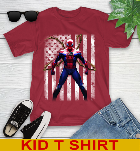 NFL Football New England Patriots Spider Man Avengers Marvel American Flag Shirt Youth T-Shirt 13 NFL Football New England Patriots Spider Man Avengers Marvel American Flag Shirt Youth T-Shirt - Image 13
