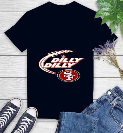 NFL San Francisco 49ers Dilly Dilly Football Sports Women's V-Neck T-Shirt 3