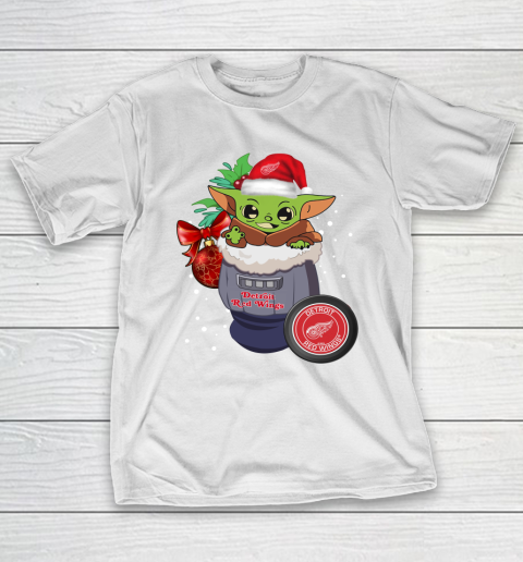 Detroit Red Wings Christmas Baby Yoda Star Wars Funny Happy NHL T Shirt Tee For Sports