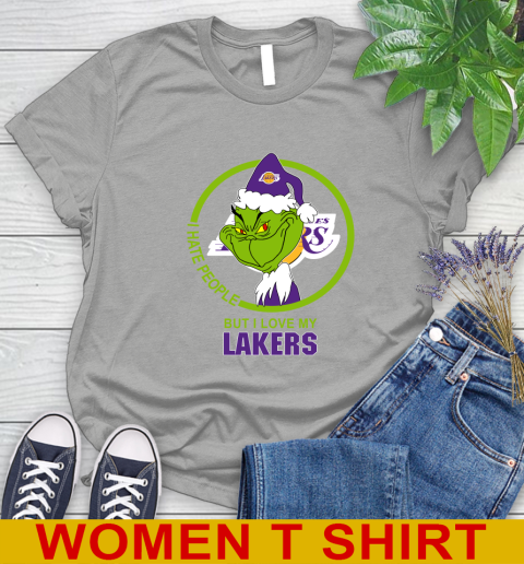 Los Angeles Lakers NBA Christmas Grinch I Hate People But I Love My Favorite Basketball Team Women's T-Shirt 11