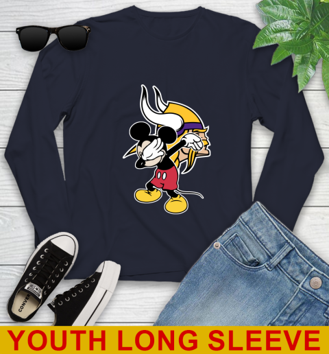 Minnesota Vikings NFL Football Dabbing Mickey Disney Sports Youth Long Sleeve - Image 4