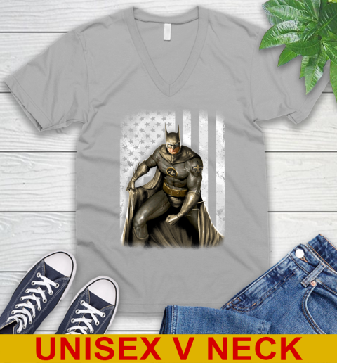New Orleans Saints NFL Football Batman DC American Flag Shirt V-Neck T-Shirt 3