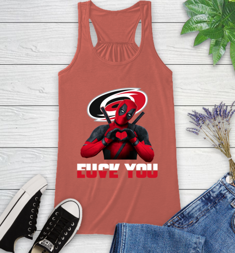 NHL Carolina Hurricanes Deadpool Love You Fuck You Hockey Sports Racerback Tank 3