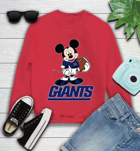 NFL Football New York Giants Cheerful Mickey Mouse Shirt Youth Sweatshirt Tee For Sports