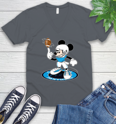 NFL Football Carolina Panthers Cheerful Mickey Disney Shirt V-Neck T-Shirt 5