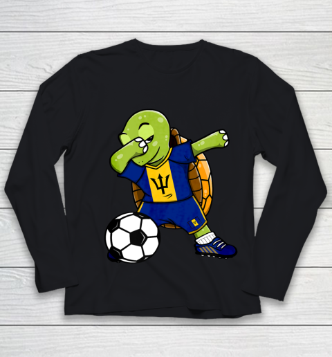 Dabbing Turtle Barbados Soccer Fans Jersey Flag Football Youth Long Sleeve