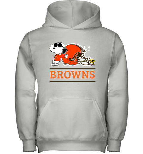 The Ceveland Browns Joe Cool And Woodstock Snoopy Mashup Youth Hoodie