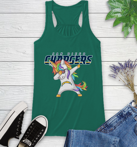 Los Angeles Chargers NFL Football Funny Unicorn Dabbing Sports Racerback Tank 7
