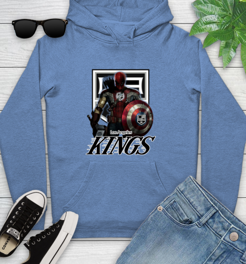 NHL Captain America Thor Spider Man Hawkeye Avengers Endgame Hockey Los Angeles Kings Youth Hoodie 12