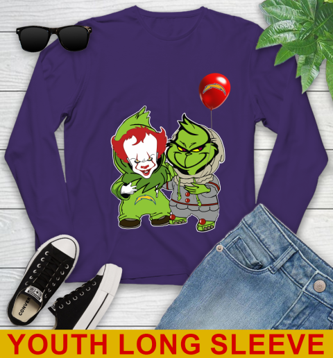Los Angeles Chargers Baby Pennywise Grinch Christmas NFL Football Youth Long Sleeve 5
