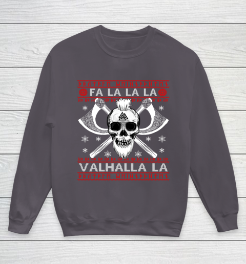 Ugly Christmas Sweater Fa La La Valhalla Viking Youth Sweatshirt 5