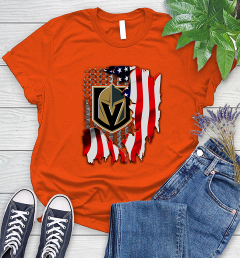 Vegas Golden Knights NHL Hockey American Flag Women's T-Shirt 3