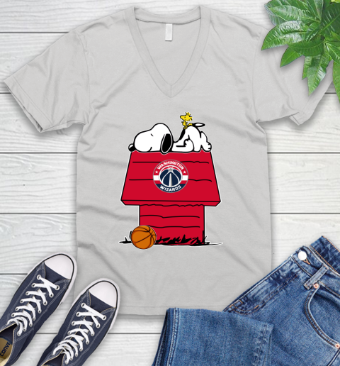 Washington Wizards NBA Basketball Snoopy Woodstock The Peanuts Movie V-Neck T-Shirt