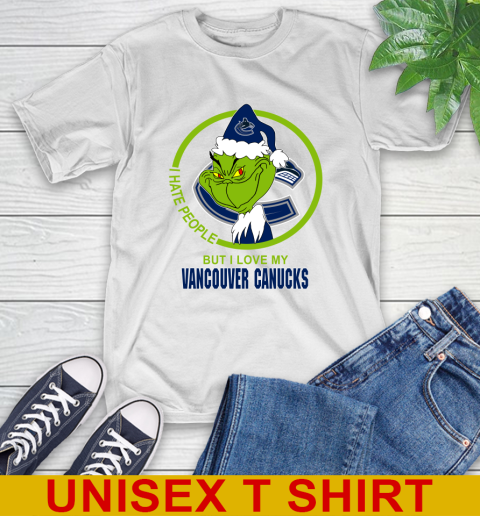 Vancouver Canucks NHL Christmas Grinch I Hate People But I Love My Favorite Hockey Team T-Shirt