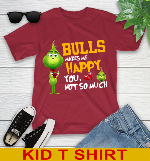 NBA Chicago Bulls Makes Me Happy You Not So Much Grinch Basketball Sports Youth T-Shirt 12
