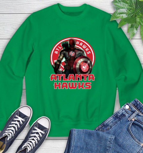 Atlanta Hawks NBA Basketball Captain America Thor Spider Man Hawkeye Avengers Sweatshirt 6